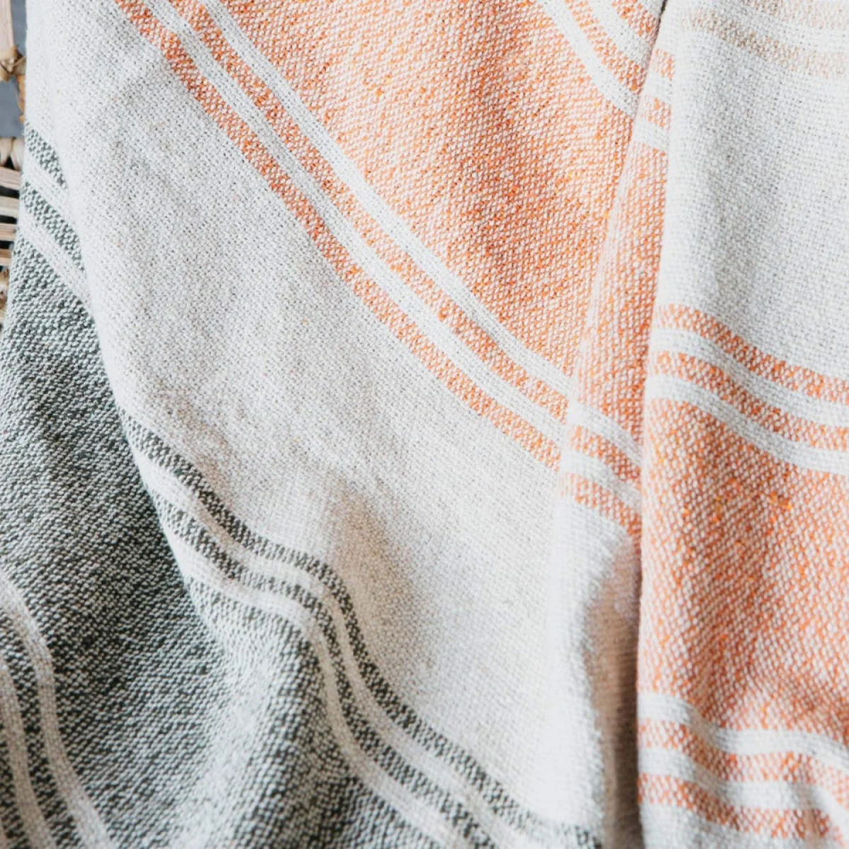 Peach and Grey Stripe Throw – image 2
