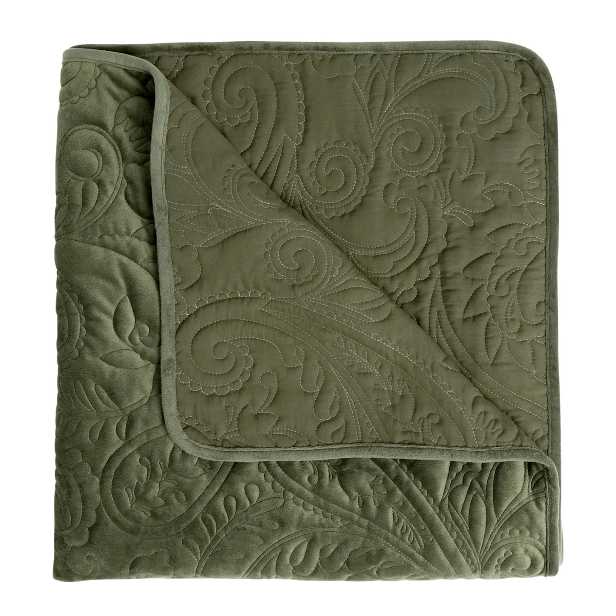 Habitat Paisley Stitch Green Bedspread - 220x200cm – image 3