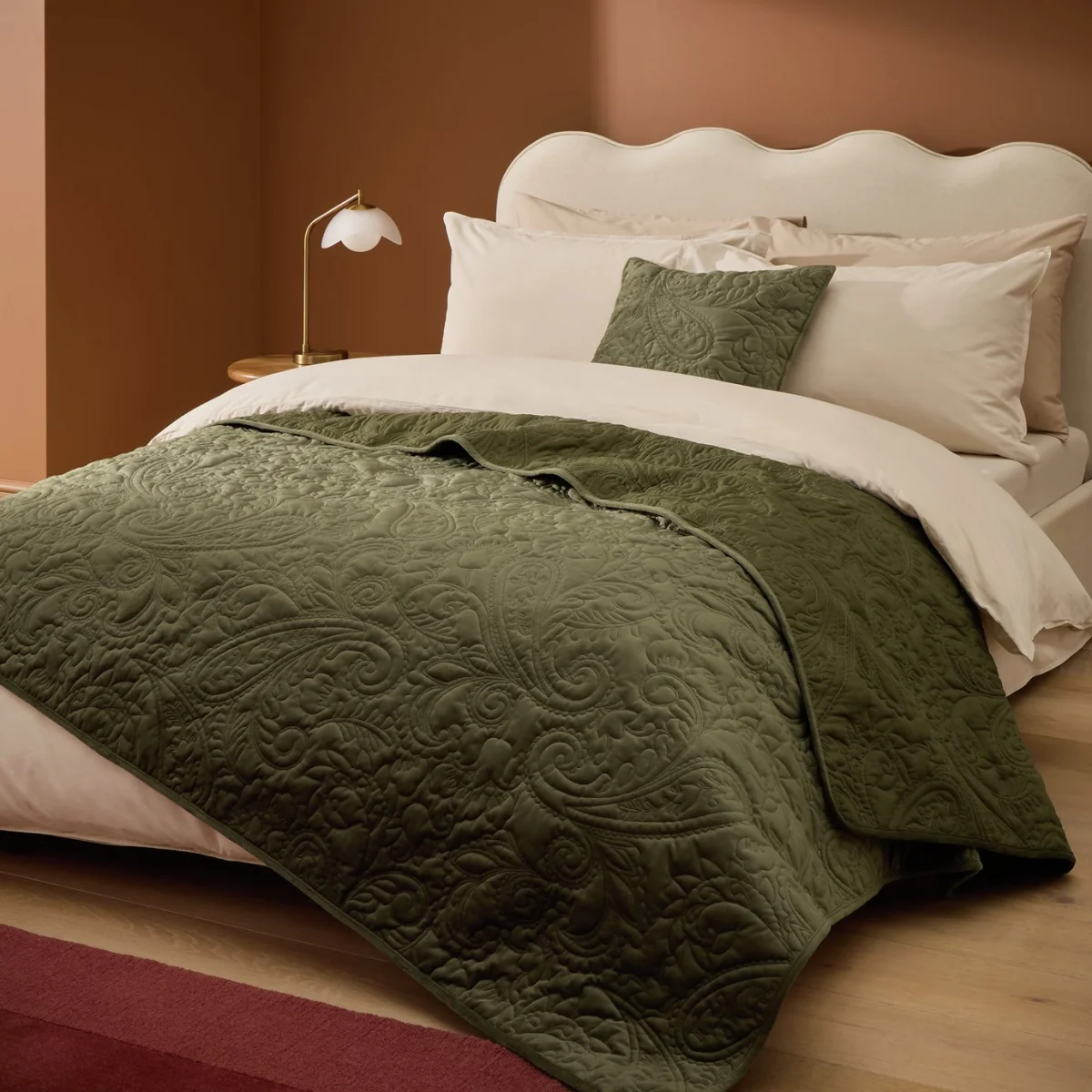 Habitat Paisley Stitch Green Bedspread - 220x200cm – image 1