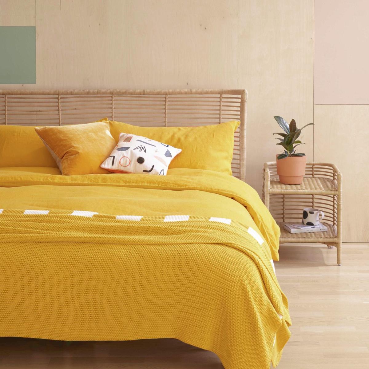 Habitat Paloma Knitted Cotton Throw - Saffron – image 2