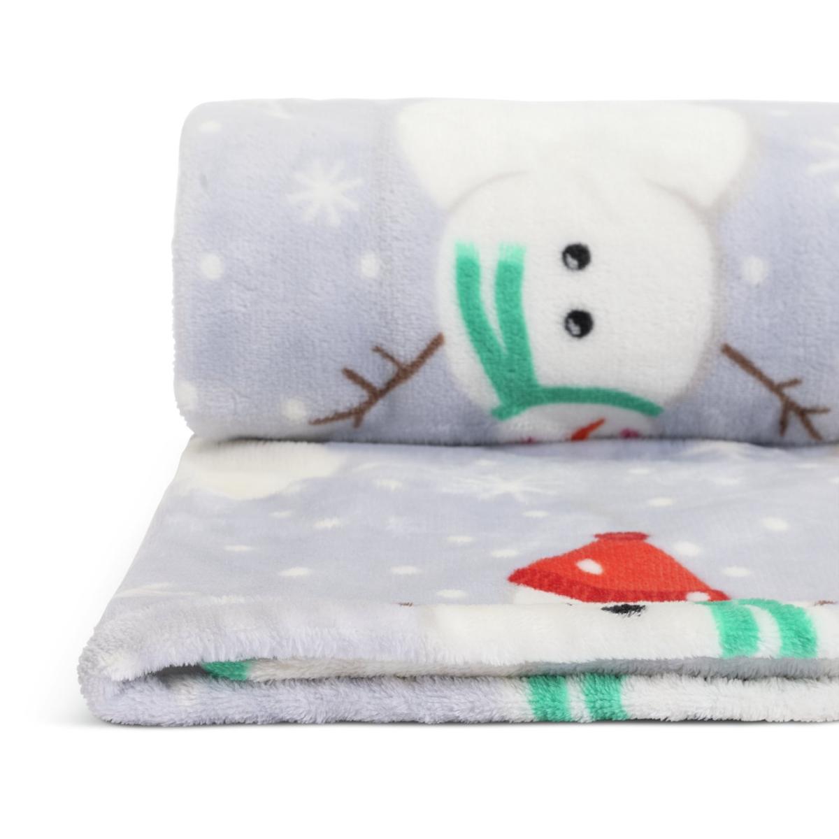 Habitat Snowman Print Fleece Throw - Multicolour - 125x150cm – image 3
