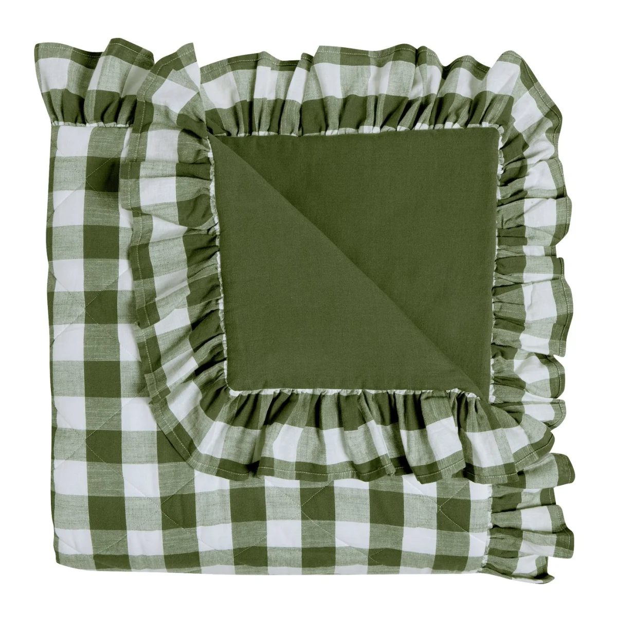 Habitat Gingham Bedspread - Green - 220x200cm – image 2