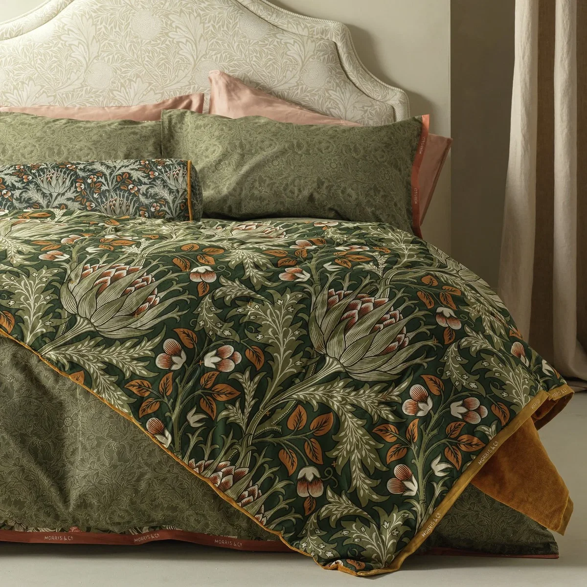 Habitat x Morris & Co. Artichoke Quilted Green Bedspread - 200x150cm – image 2