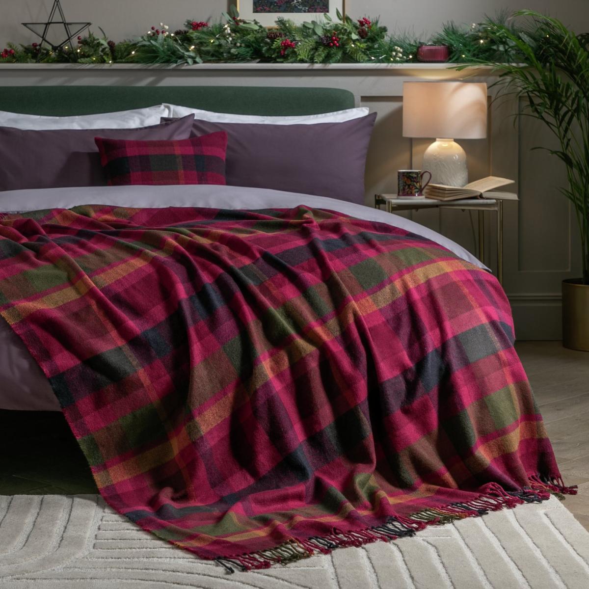 Habitat Check Print Throw - Multicoloured - 125x150cm – image 3