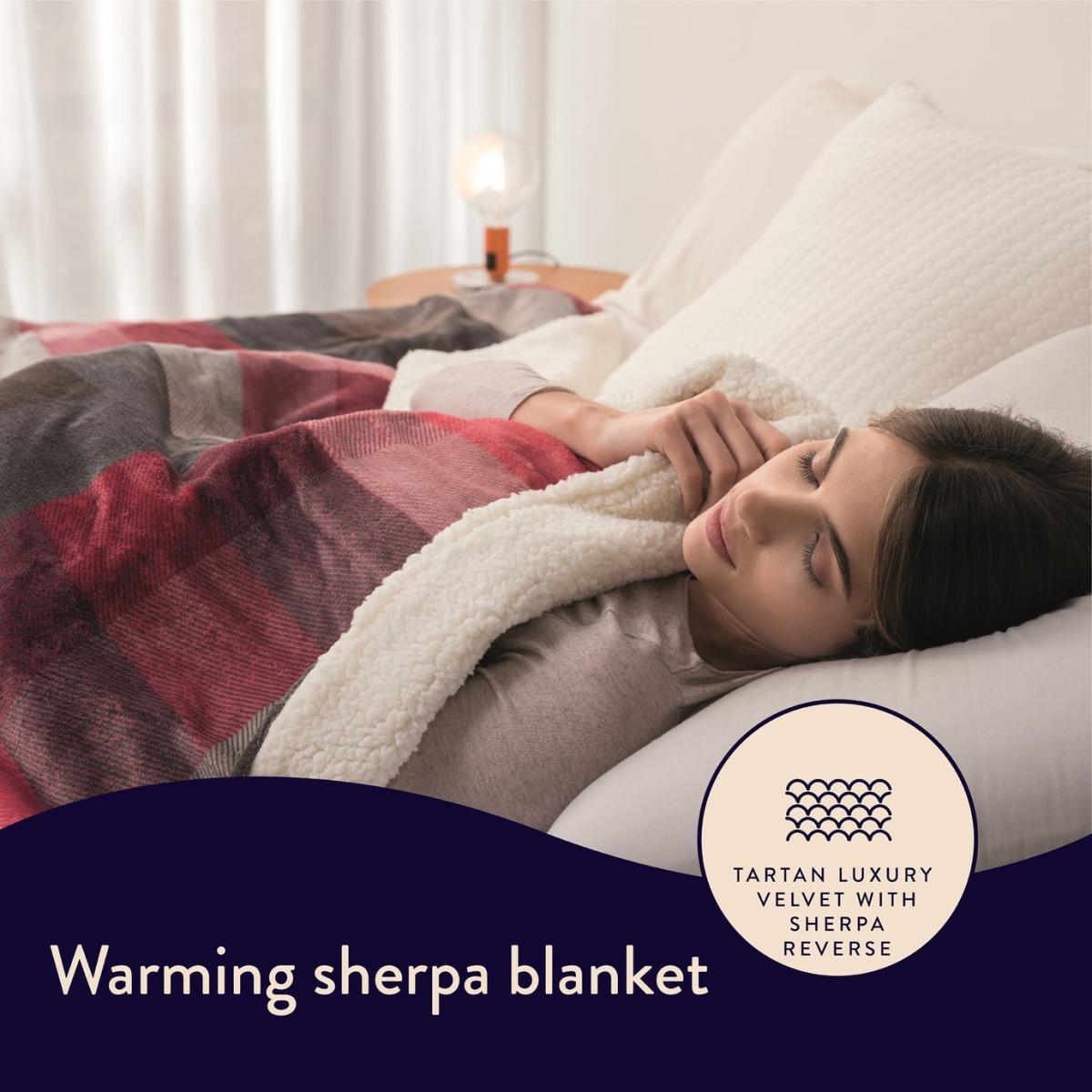 Dreamland Sherpa Tartan Reversible Overblanket – image 3