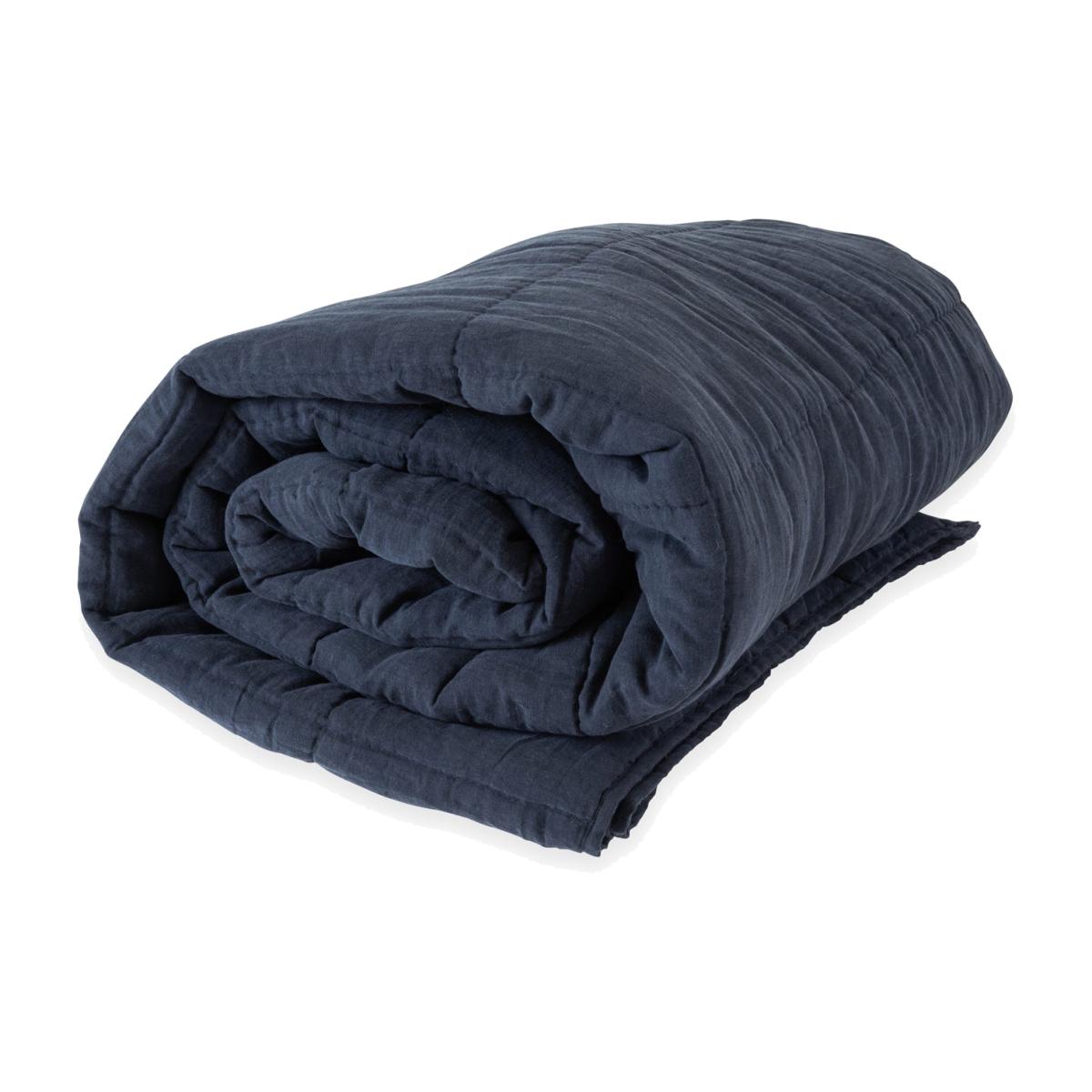 Heal's Linen Cotton Quilt Navy 140 x 200cm – image 1