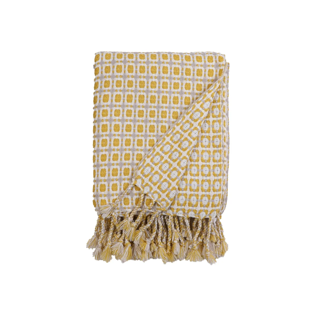 House Beautiful Geo Throw - Mist & Ochre - 150x183cm