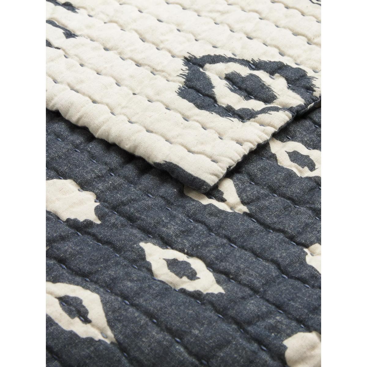 John Lewis Ikat Reversible Quilted Bedspread, Black/Cream – image 3
