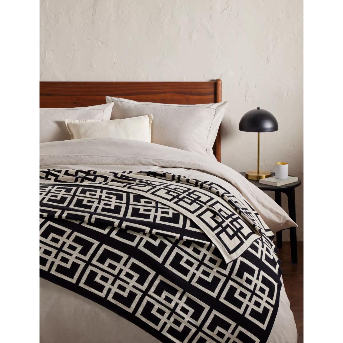 John Lewis Chain Geo Knitted Throw, Black – image 2