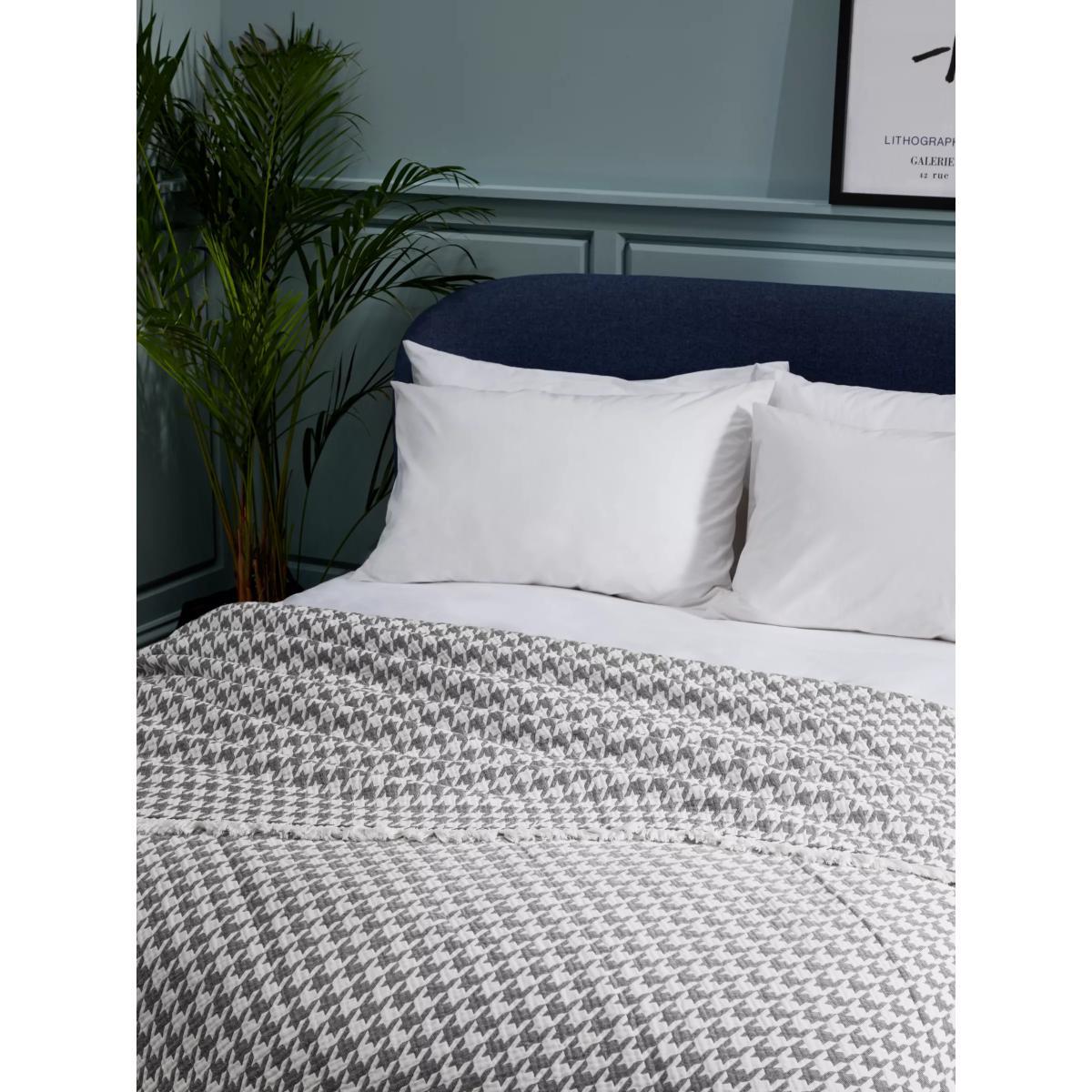 John Lewis & Partners Lipsi Dogtooth Check Bedspread, Grey – image 4