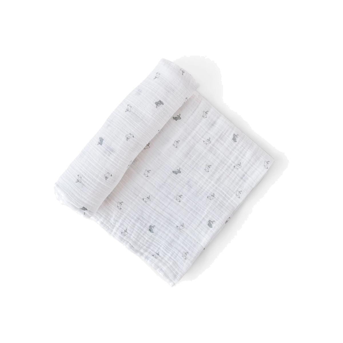 Pehr Hatchling Bunny Print GOTS Organic Muslin Cotton Swaddle Blanket