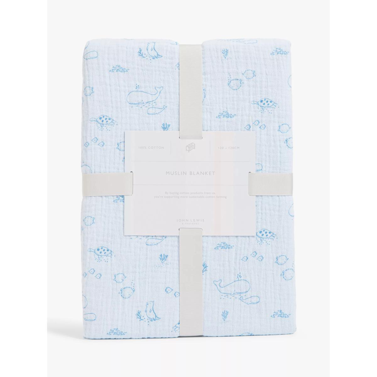 John Lewis & Partners Under The Sea Muslin Blanket, 100 x 100cm – image 4