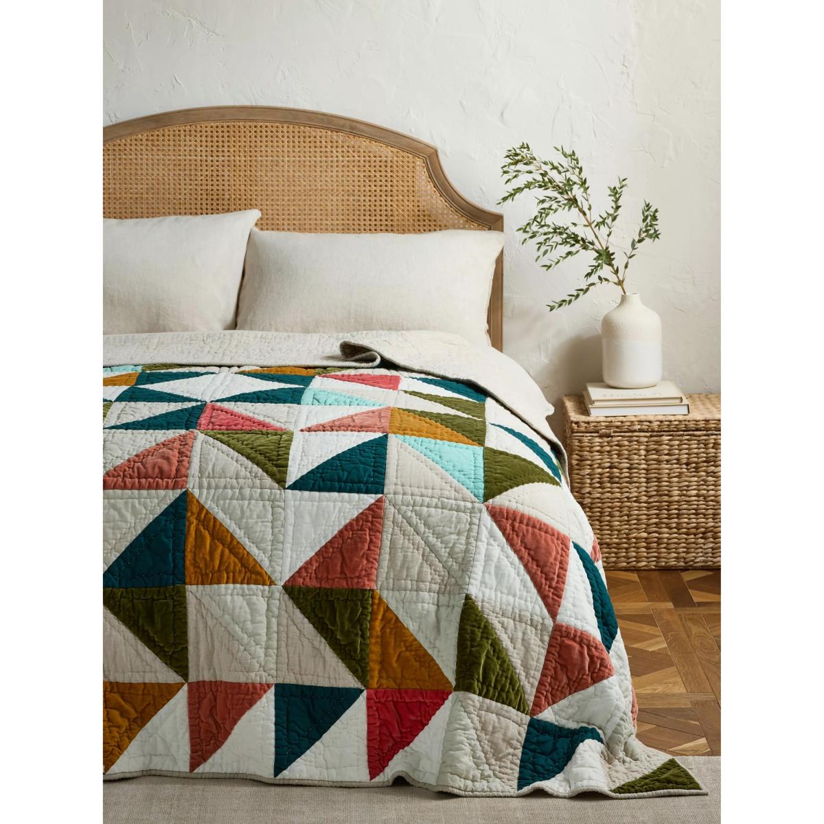 John Lewis Colourful Patchwork Quilted Bedspread, Multi – image 2