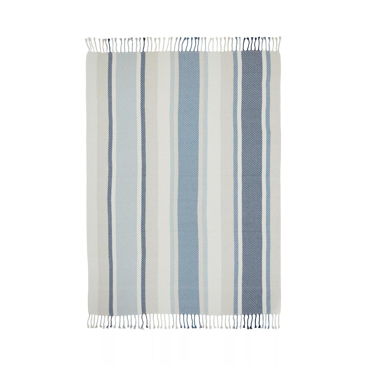 Laura Ashley Awning Stripe Throw, Seaspray Blue – image 2