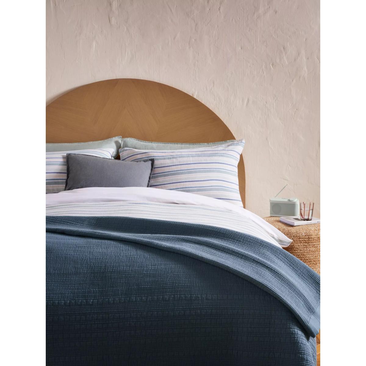 John Lewis Linear Quilted Bedspread, Denim Blue – image 2