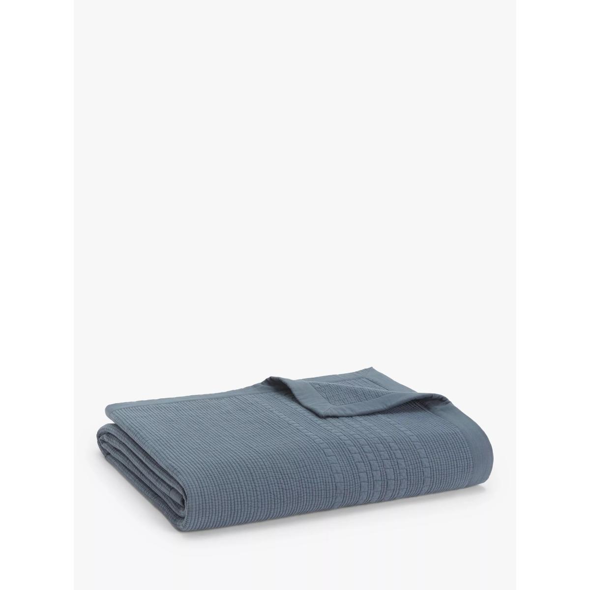 John Lewis Linear Quilted Bedspread, Denim Blue – image 4