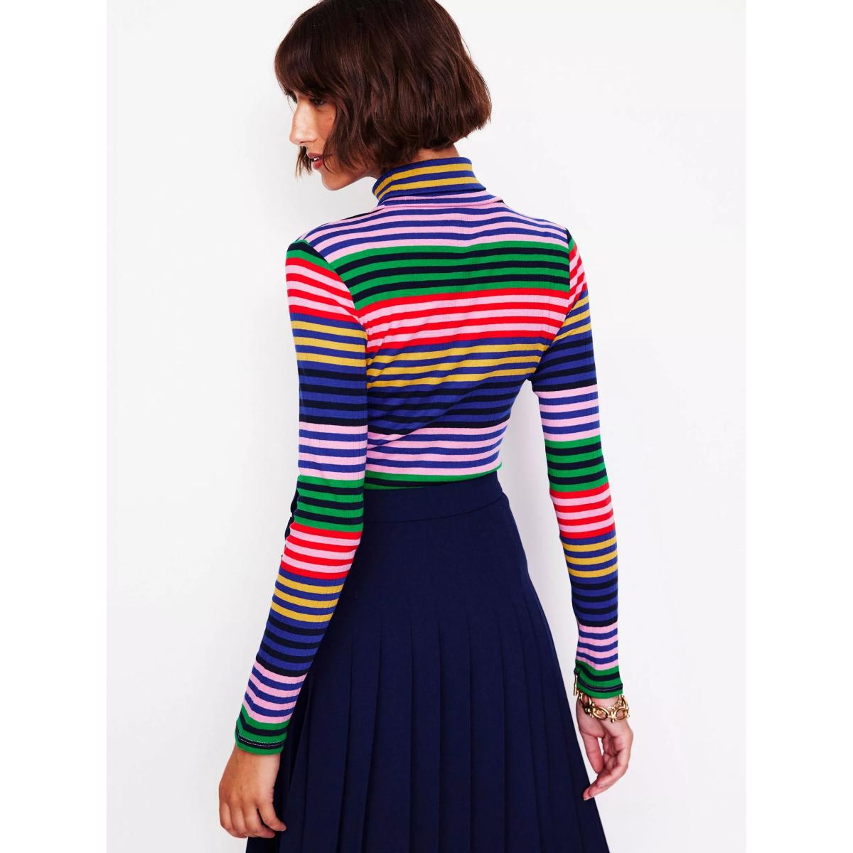 Boden Anna Stripe Ribbed Roll Neck Top, Multi – image 3