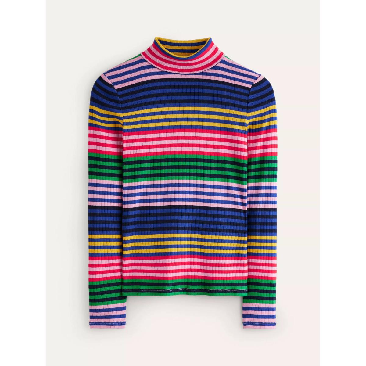Boden Anna Stripe Ribbed Roll Neck Top, Multi – image 5