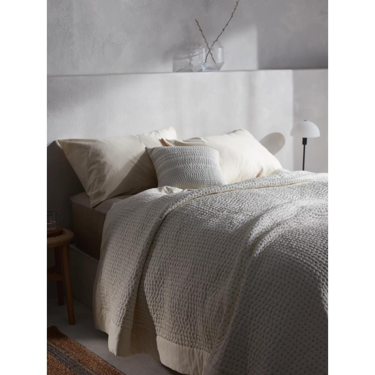 Mother of Pearl Abstract Stitched Organic Cotton Throw, Ivory – image 2