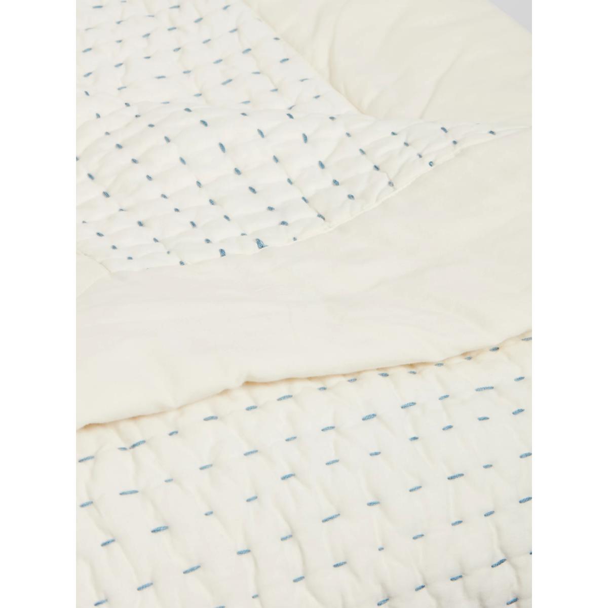 Mother of Pearl Abstract Stitched Organic Cotton Throw, Ivory – image 3