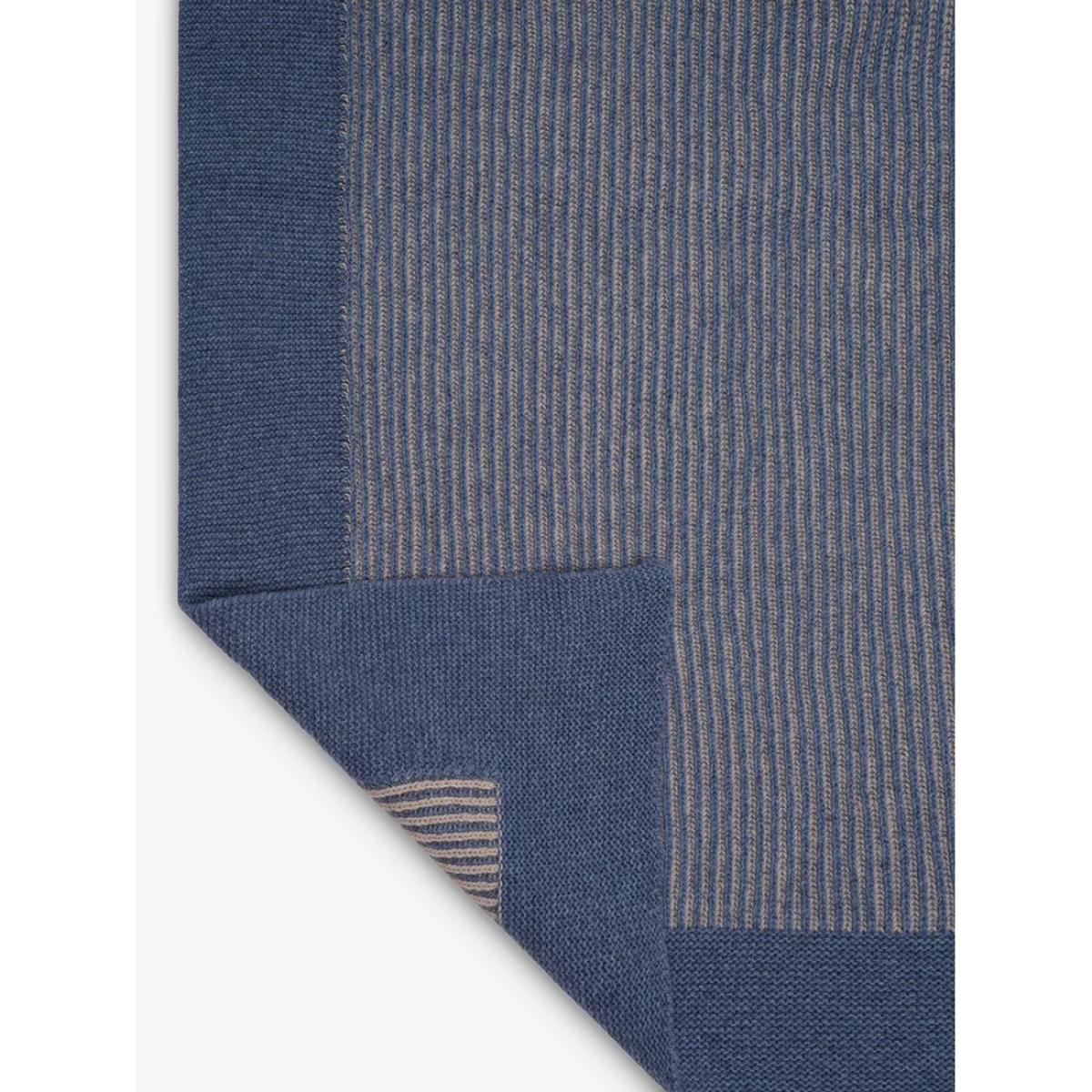 Piglet in Bed Striped Wool Blend Knit Throw, Stone Blue – image 3