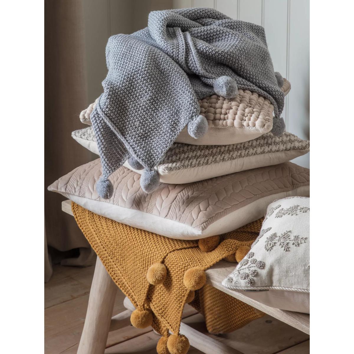 Gallery Direct Moss Stitch Pom Pom Throw – image 3