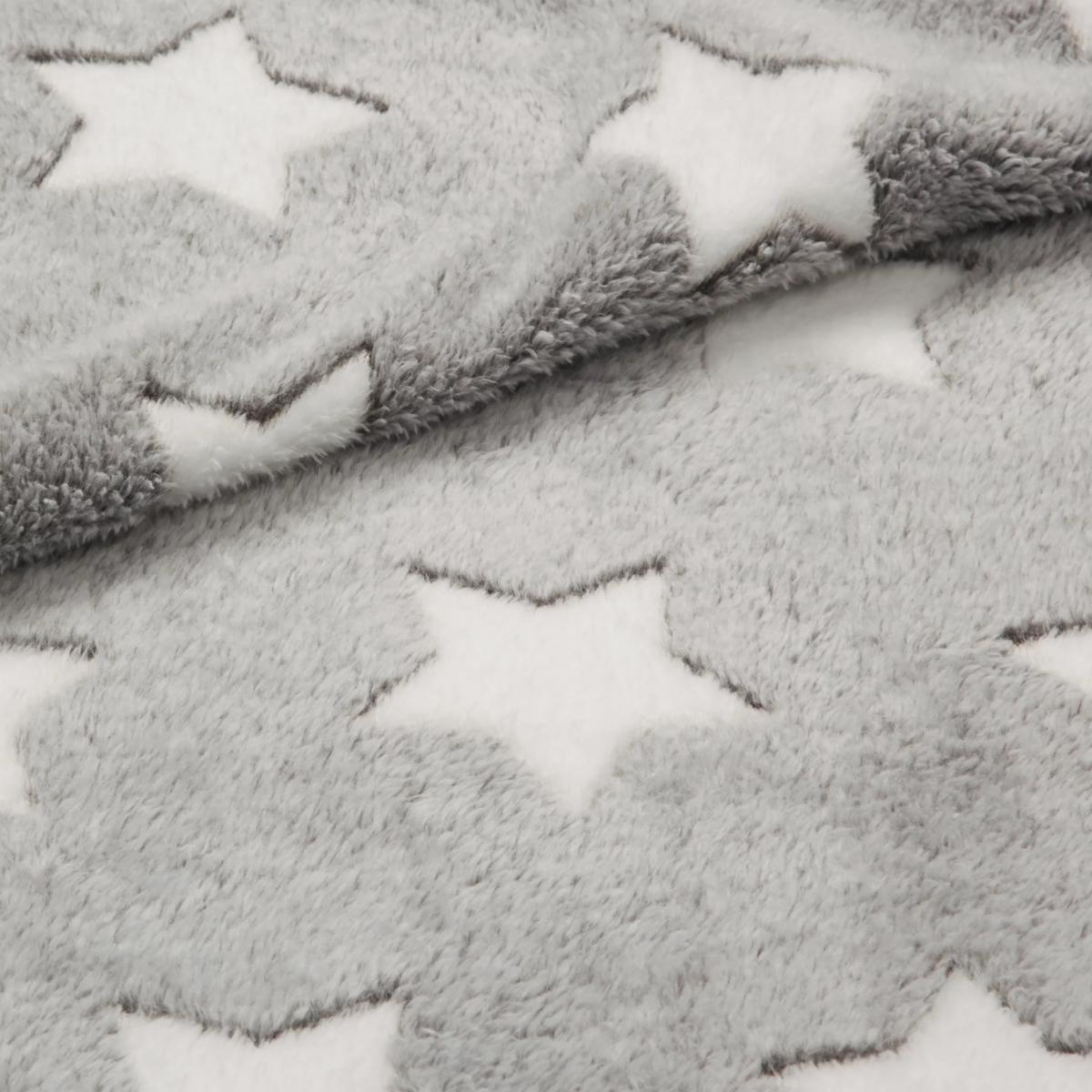 little home at John Lewis Star Fleece Throw, Grey – image 2