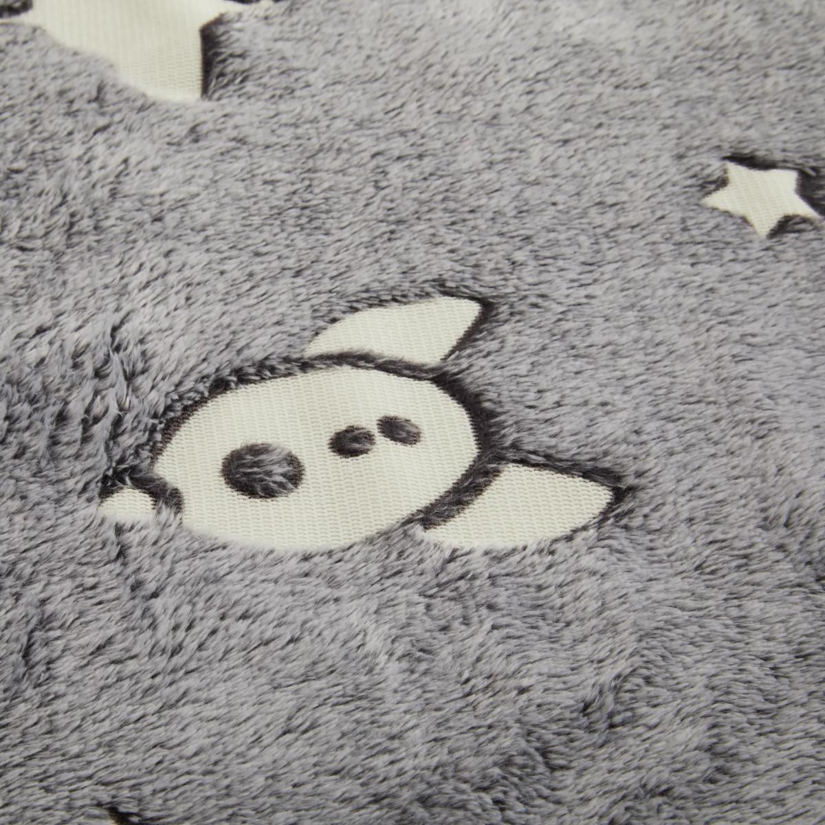little home at John Lewis Space Glow In The Dark Fleece Throw, Grey – image 2