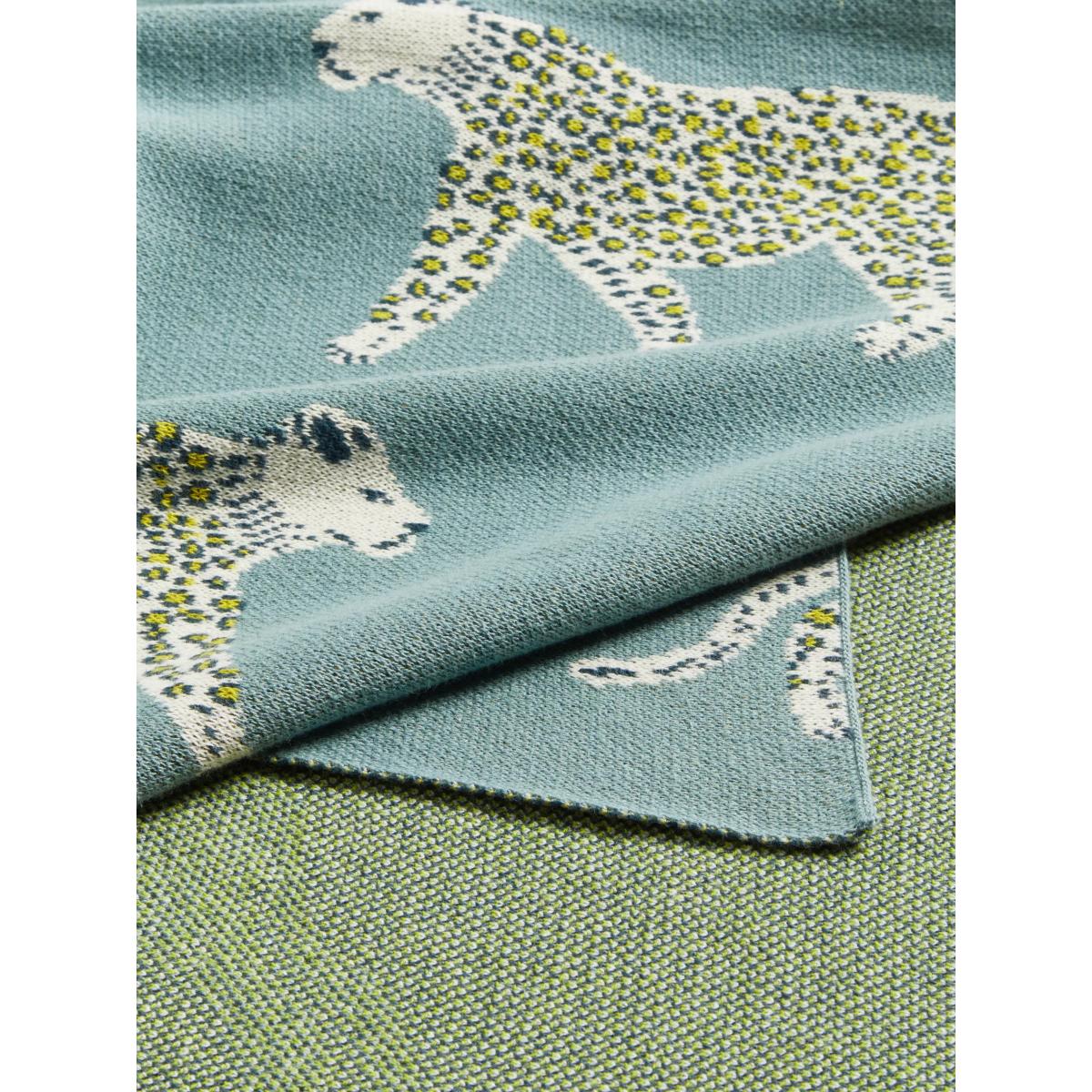 John Lewis Knit Leopard Throw, Blue/Multi – image 2
