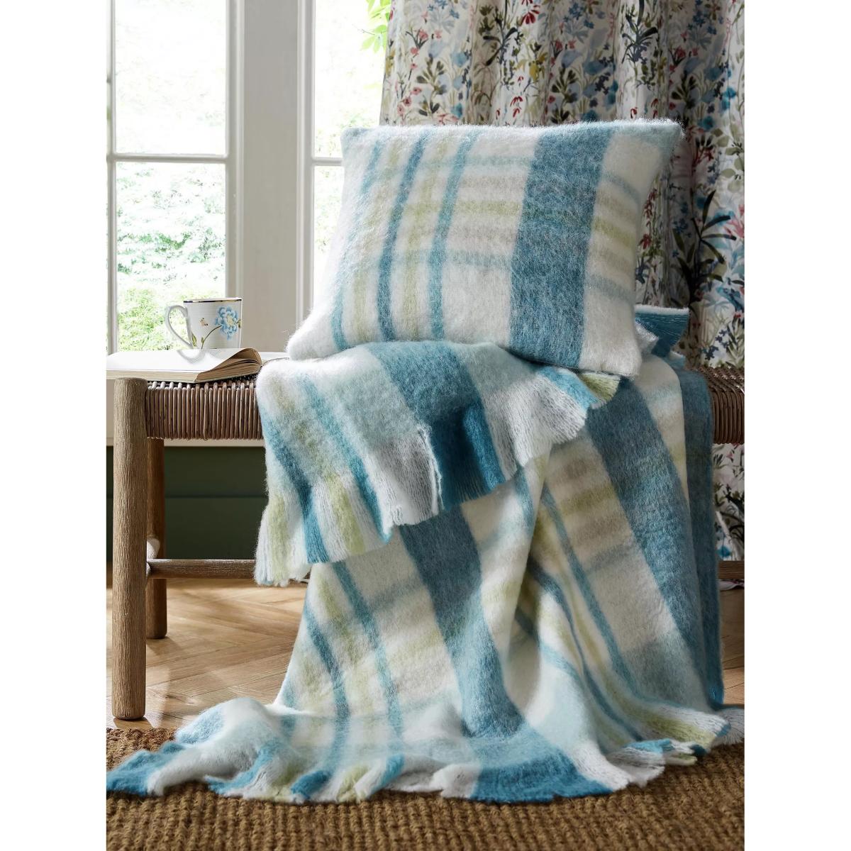 Laura Ashley Colton Check Throw, Blue – image 2