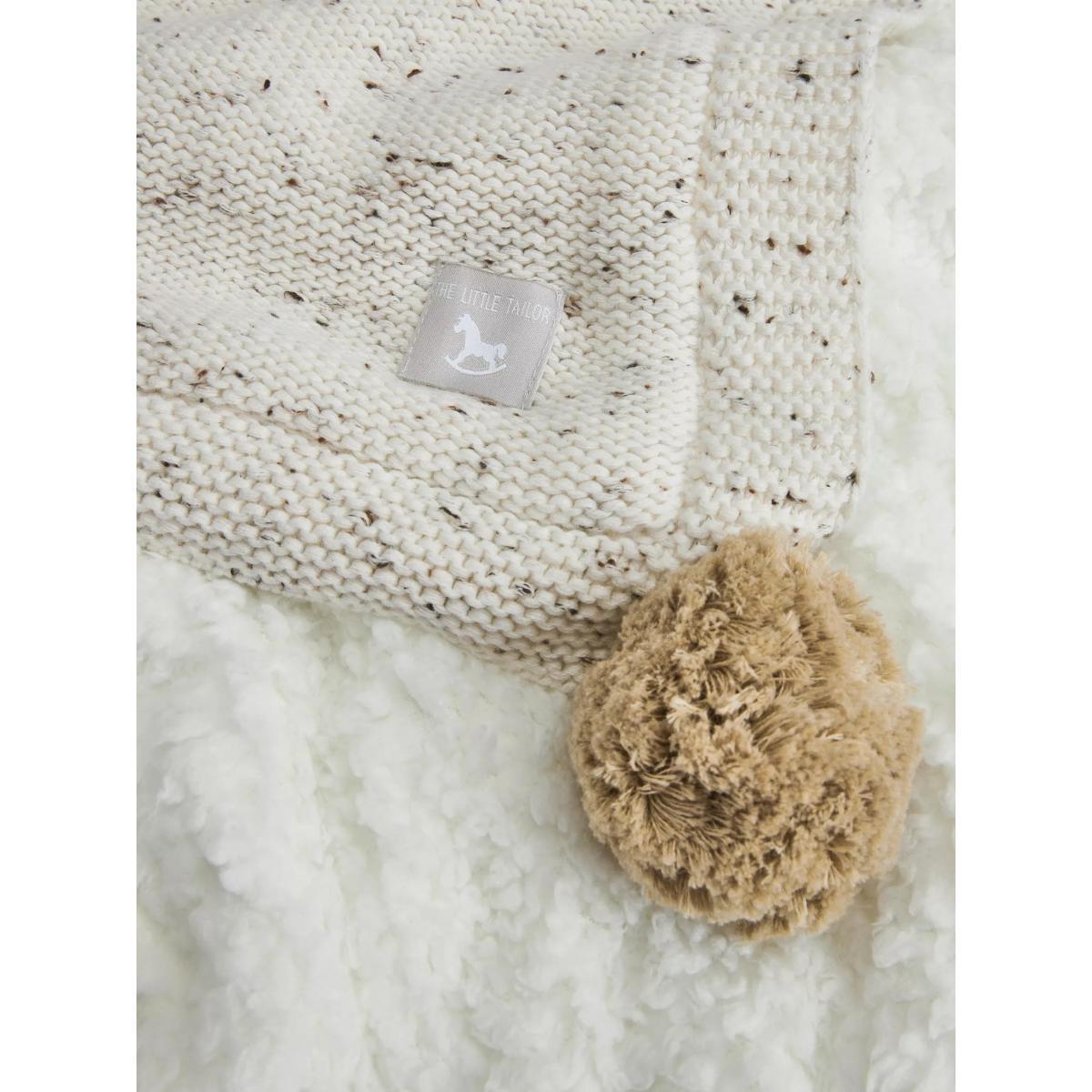 The Little Tailor Pom Pom Baby Blanket, Oatmeal – image 2