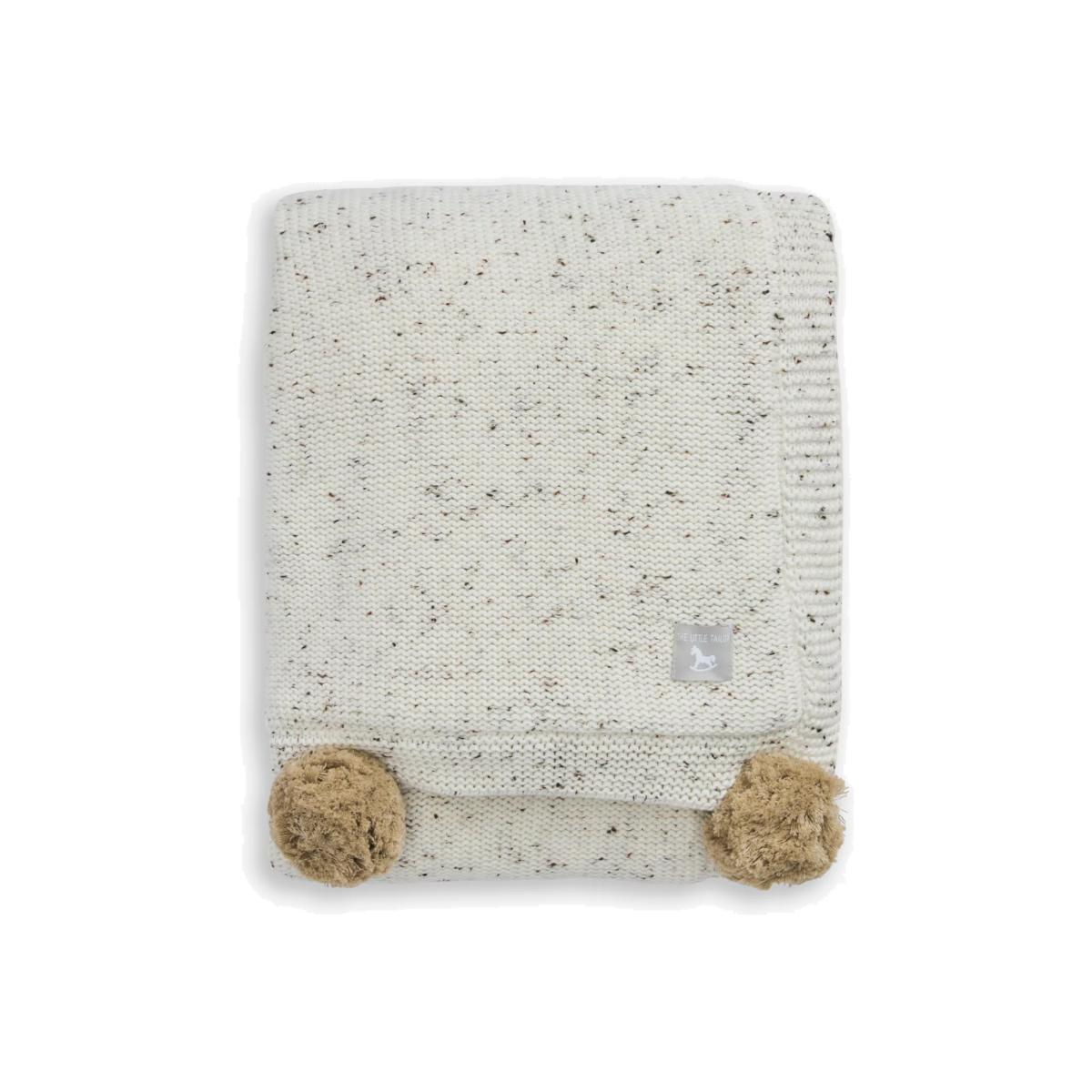 The Little Tailor Pom Pom Baby Blanket, Oatmeal – image 1