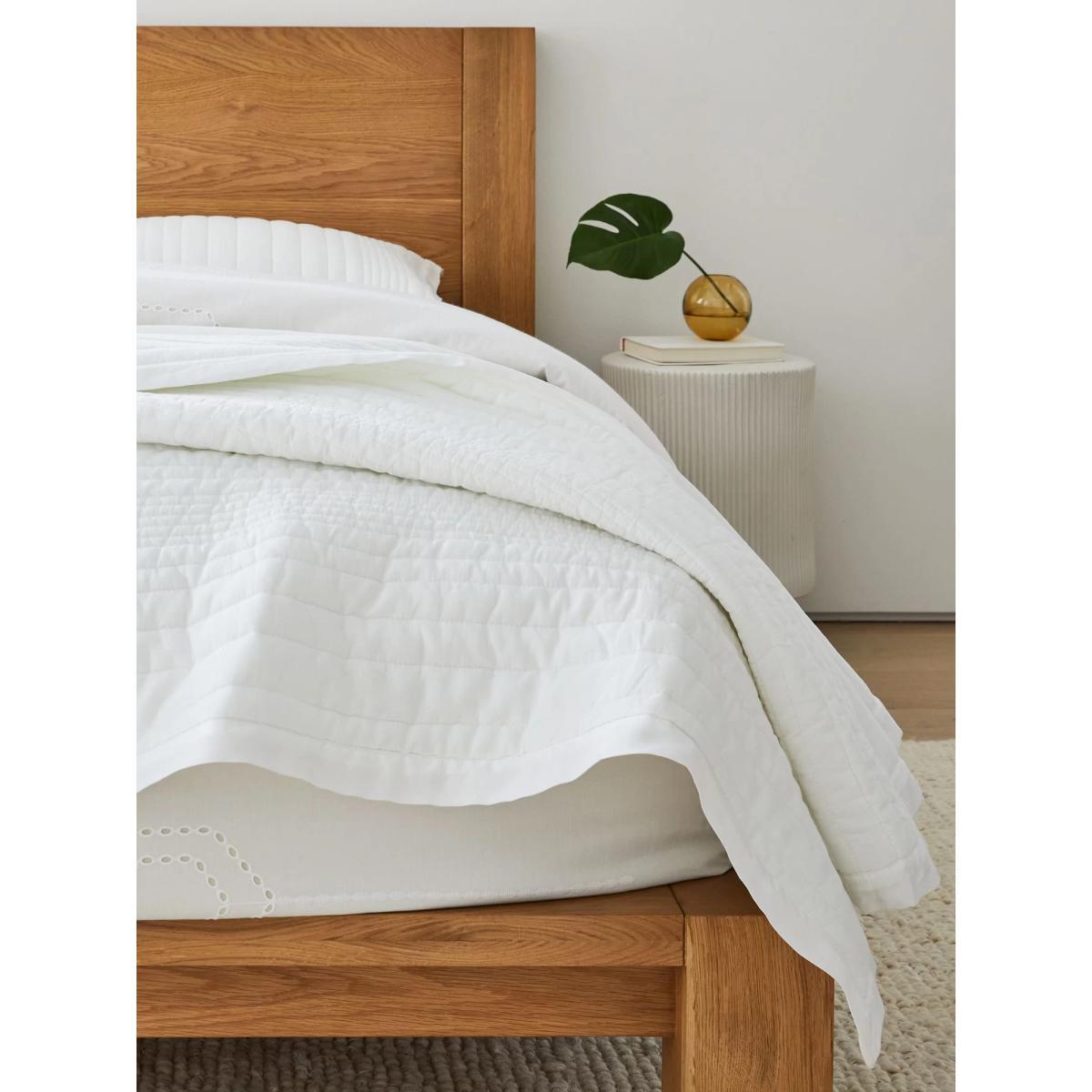 west elm European Linen Quilted Bedspread, White – image 2
