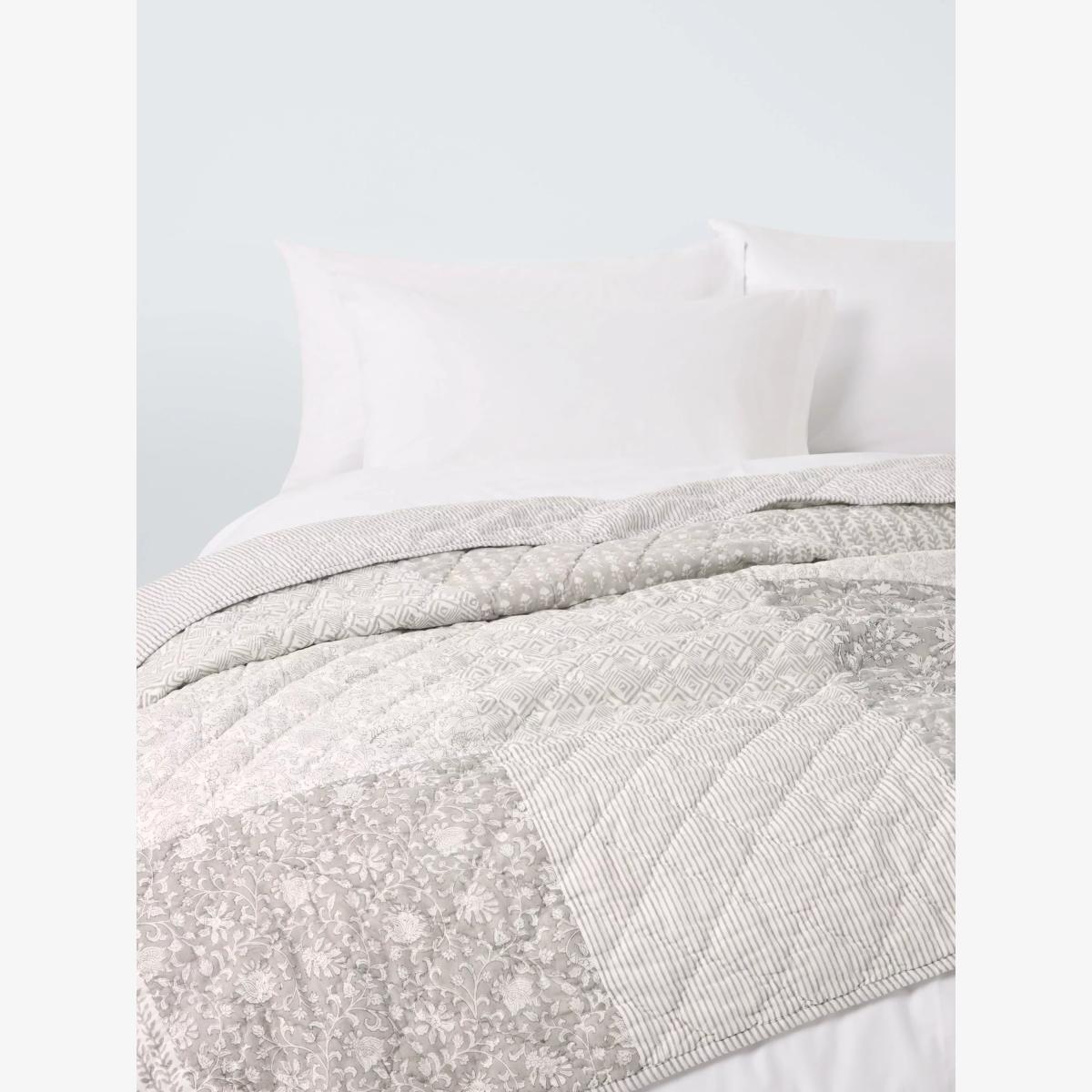John Lewis Patchwork Quilted Cotton Bedspread, Natural – image 1