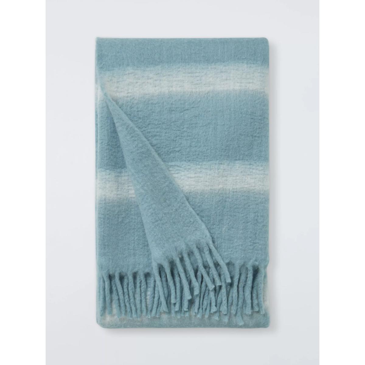 Mohair Effect Stripe Throw, Heritage Grey – image 2
