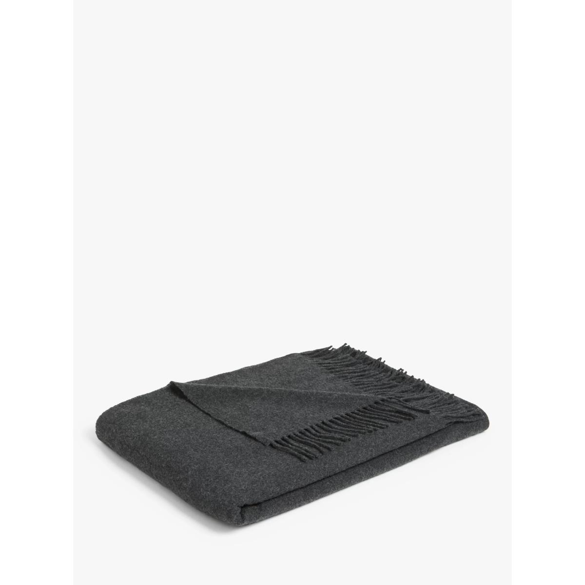 John Lewis Tonal Wool Check Throw, Blue – image 3