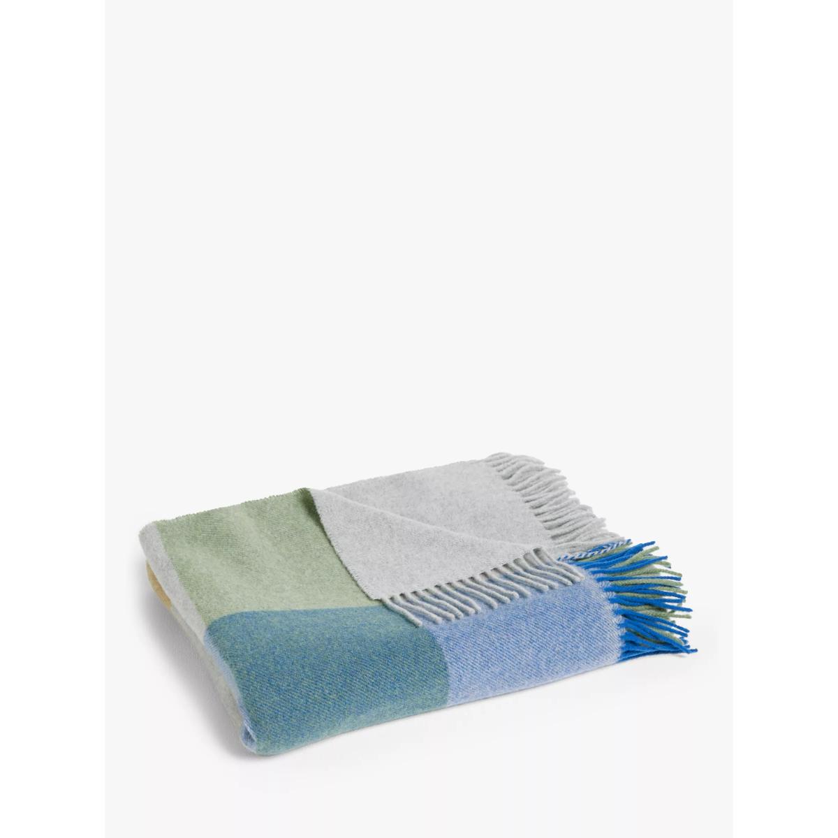John Lewis Tonal Wool Check Throw, Blue – image 4
