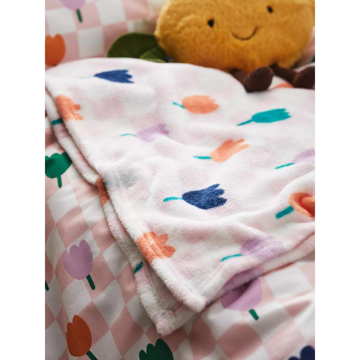 John Lewis ANYDAY Tulip Check Fleece Blanket, 120 x 120cm – image 2