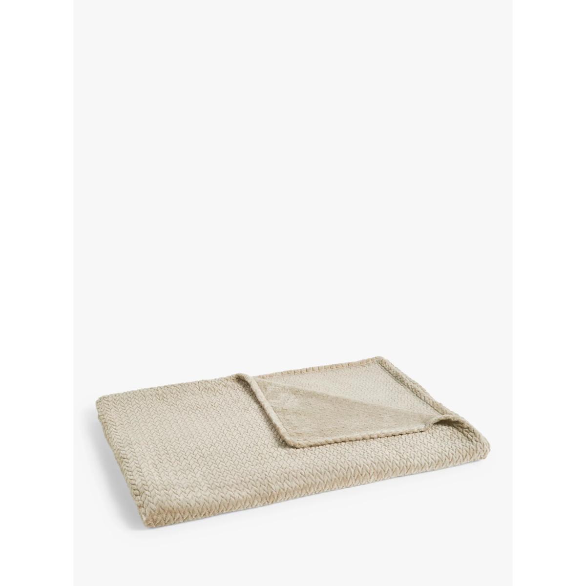 John Lewis Chevron Fleece Throw, Natural – image 2