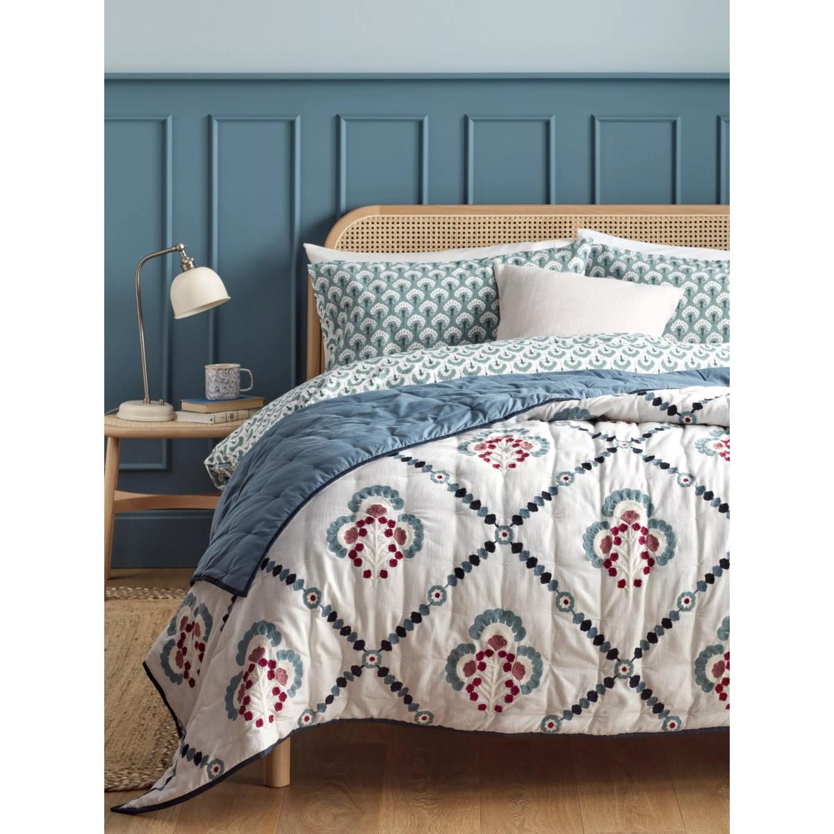 John Lewis Trellis Embroidery Quilted Bedspread, Multi, L220 x W220cm – image 2