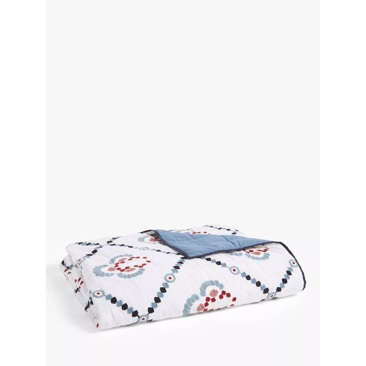 John Lewis Trellis Embroidery Quilted Bedspread, Multi, L220 x W220cm – image 4