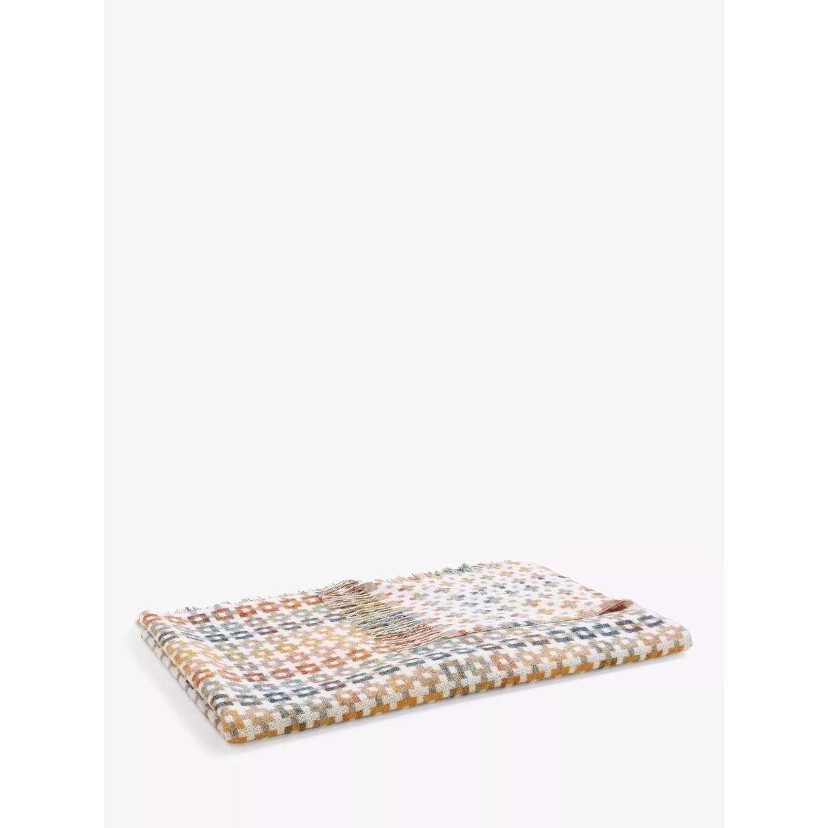 John Lewis Cable Check Shetland Lambswool Throw, Multi – image 4