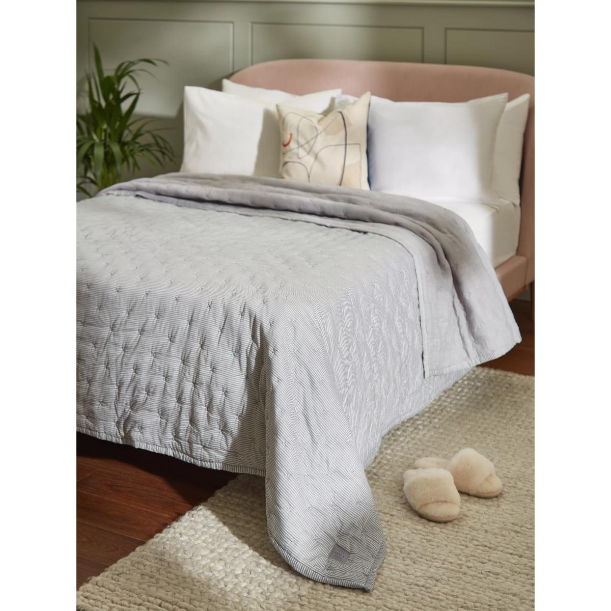 John Lewis ANYDAY Chambray Stripe Quilted Bedspread – image 4