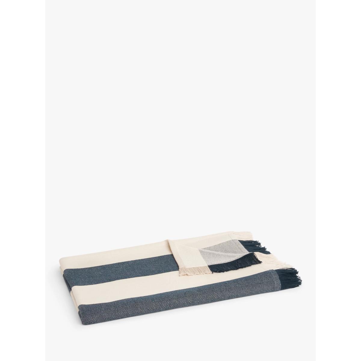 John Lewis ANYDAY Block Stripe Cotton Throw, Dark Navy – image 3