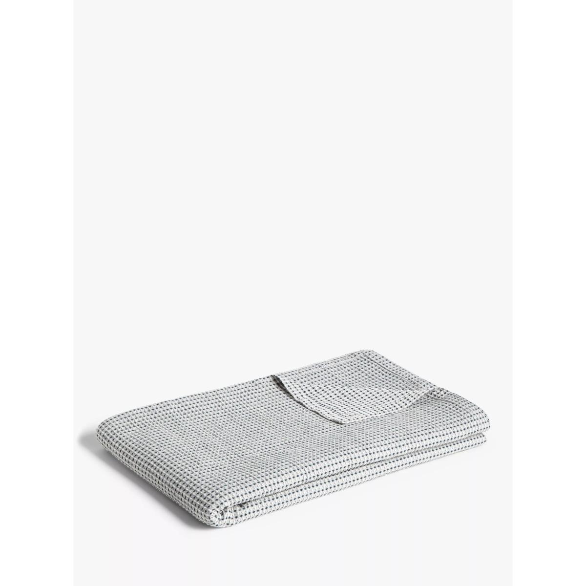 Croft Collection Linen Mix Waffle Bedspread, Navy – image 3