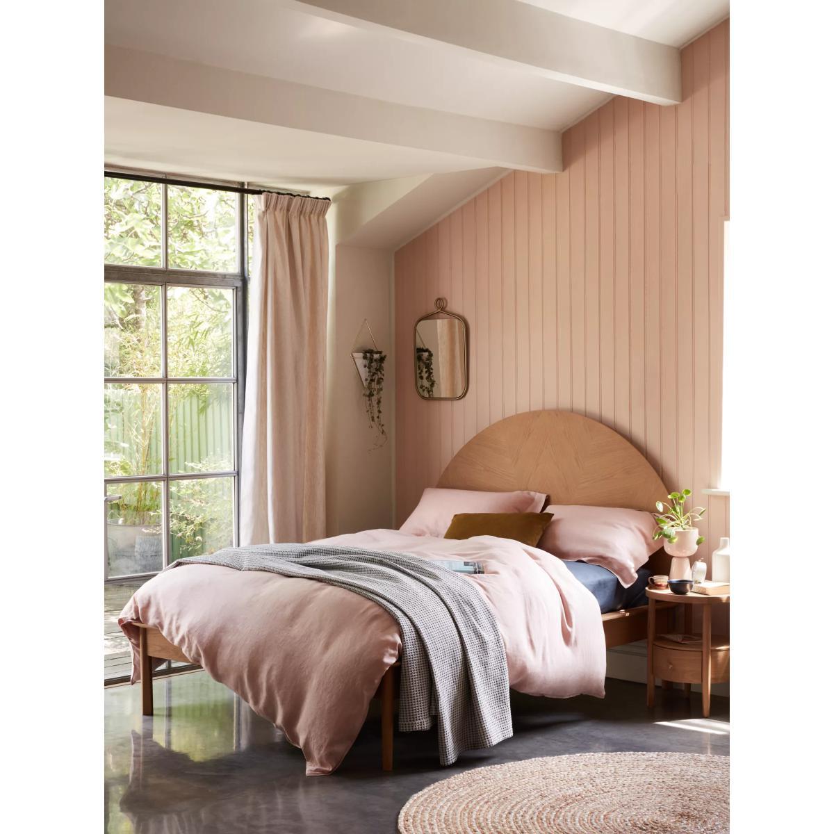 Croft Collection Linen Mix Waffle Bedspread, Navy – image 5