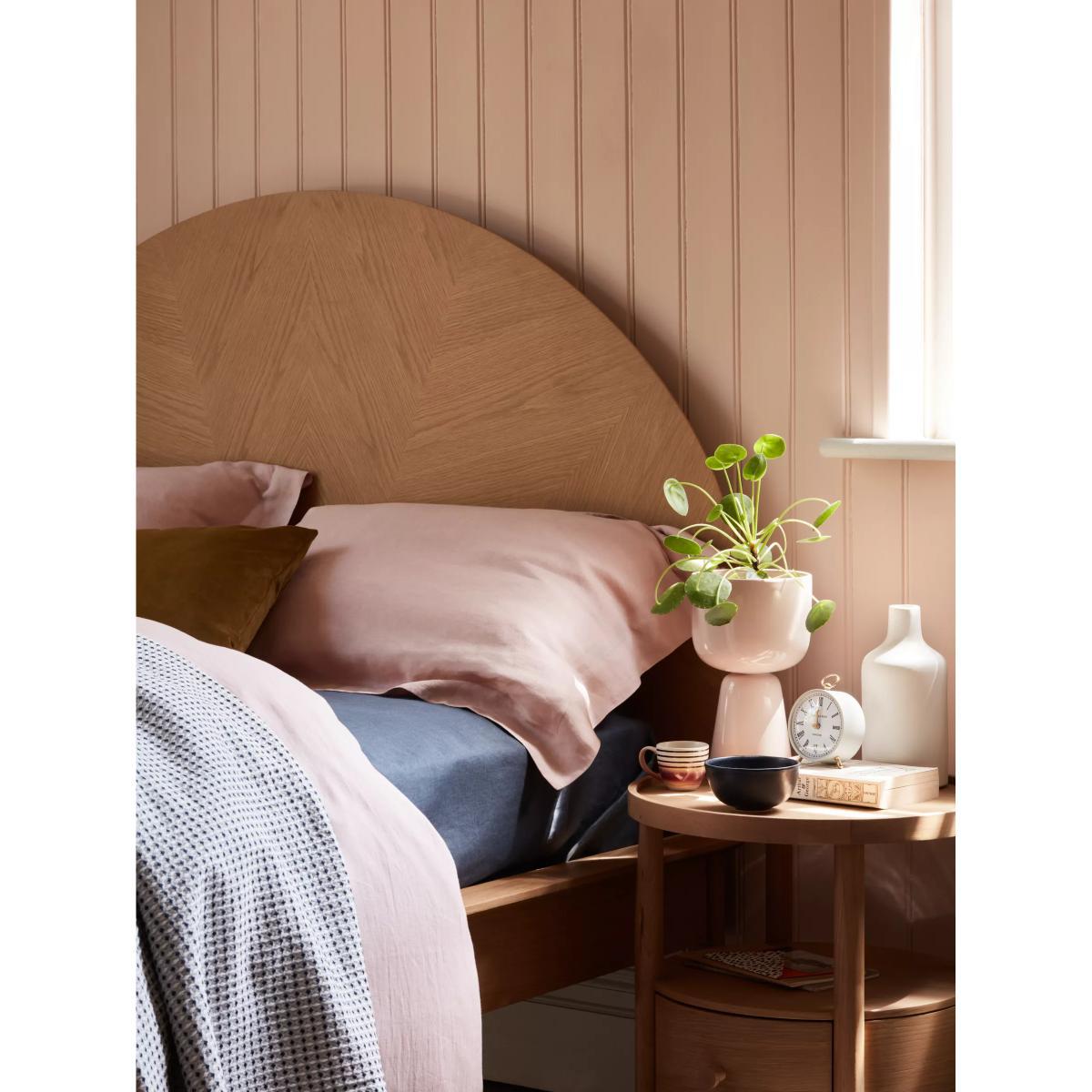 Croft Collection Linen Mix Waffle Bedspread, Navy – image 6