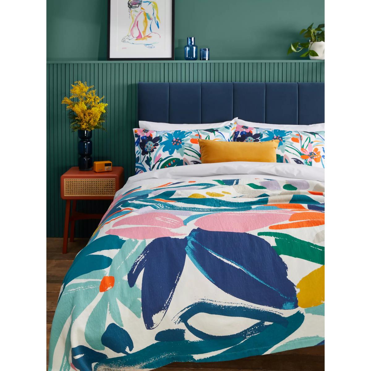 John Lewis Contemporary Floral Print Throw, Multi – image 3