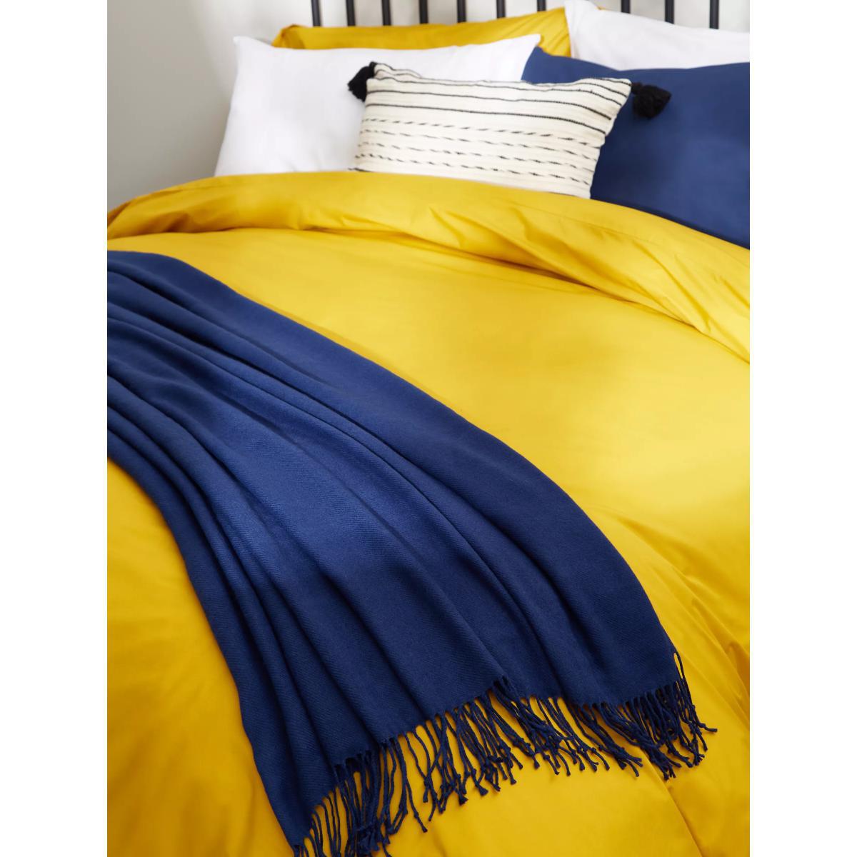 ANYDAY John Lewis & Partners Plain Throw, Navy – image 2