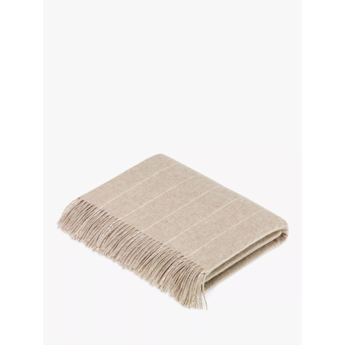Bronte by Moon Pinstripe Merino Wool Throw, Natural – image 2